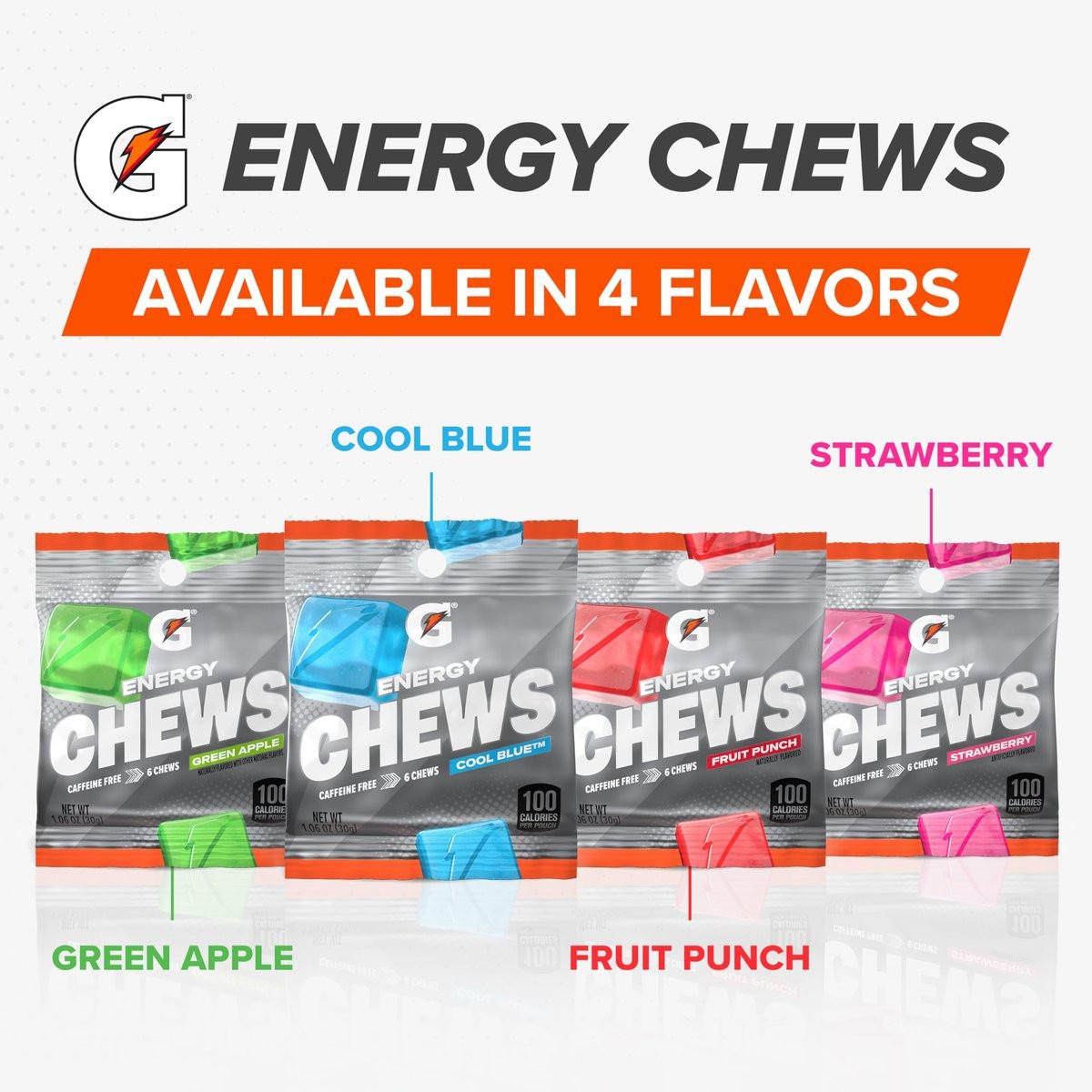 Gatorade Energy Chews Cool Blue – Koffeinfrei, mit B12, 100 Kalorien, 5er-Pack