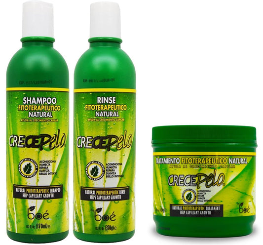 BOÉ Crece Pelo 3-in-1 Set: Shampoo, Spülung & Behandlung – Phytotherapeutisches Haarpflegeset