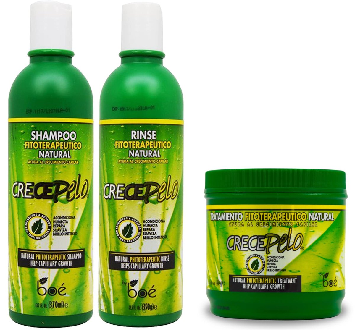 BOÉ Crece Pelo 3-in-1 Set: Shampoo, Spülung & Behandlung – Phytotherapeutisches Haarpflegeset