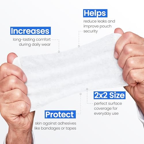 Safe n' Simple Hautbarriere-Tücher mit Alkohol - 2" x 2" - 50 Stück - Hautvorbereitungstücher für Stomaversorgung, einzeln verpackte Barrieretücher zur Stomahautvorbereitung