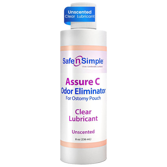 Safe n' Simple Assure C - Klarer Gleitender Stomiebeutel Deodorant - Kolostomiebeutel Geruchsentferner - Kolostomie-Deodorizer-Schmiermittel - 236 ml Flasche