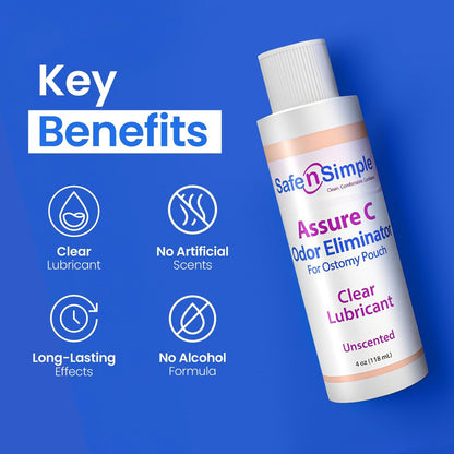 Safe n' Simple Assure C - Klarer Gleitender Stomiebeutel Deodorant - Kolostomiebeutel Geruchsentferner - Kolostomie-Deodorizer-Schmiermittel - 236 ml Flasche