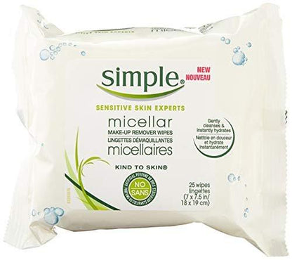 Simple Mizellen-Reinigungstücher, 25 Stück (Packung mit 6) – Sanfte Gesichtsreinigung für empfindliche Haut