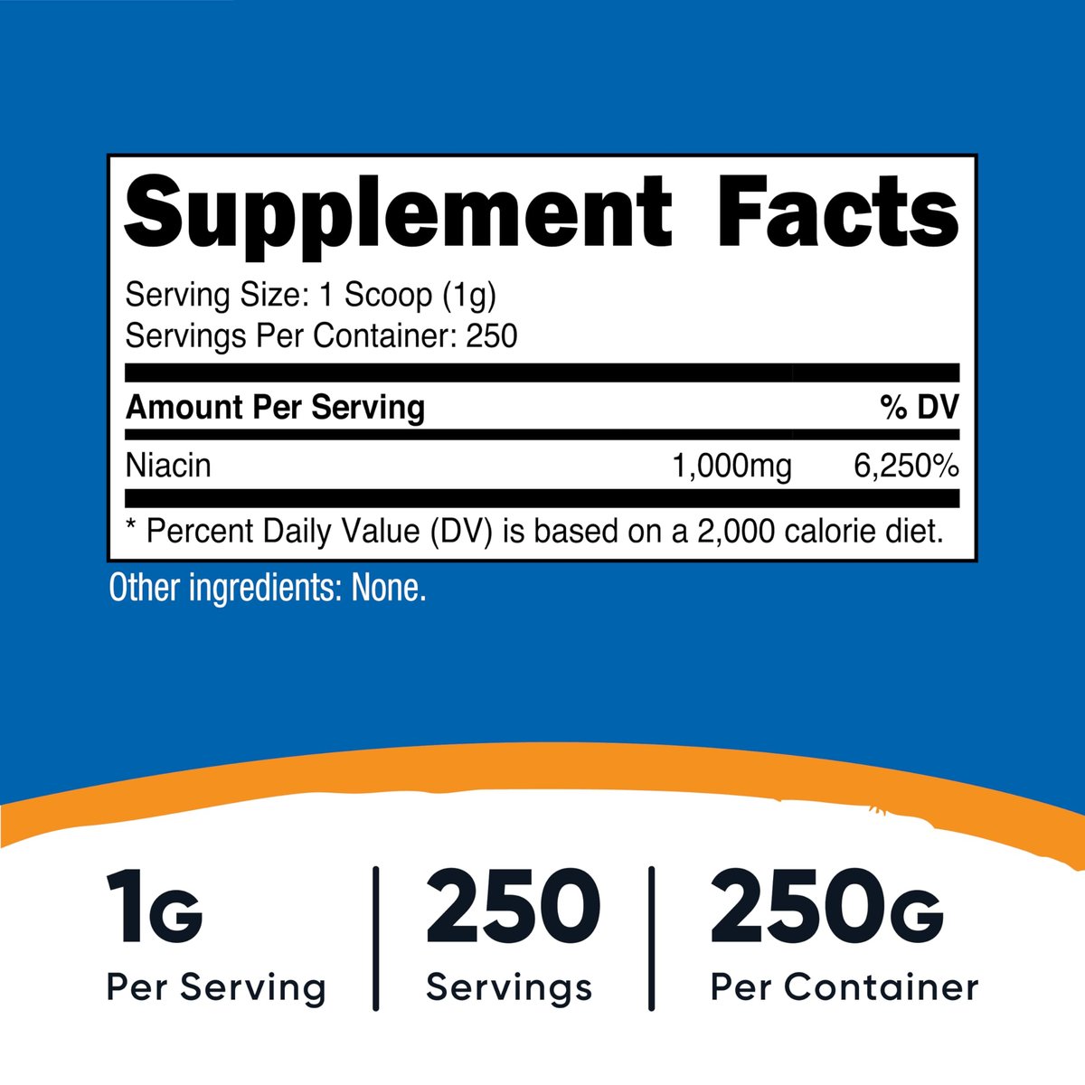Nutricost Niacin Vitamin B3 Pulver 250 Gramm – 1 g pro Portion – Vitamin B3 (Niacin) Pulver – Kann Hitzewallungen verursachen