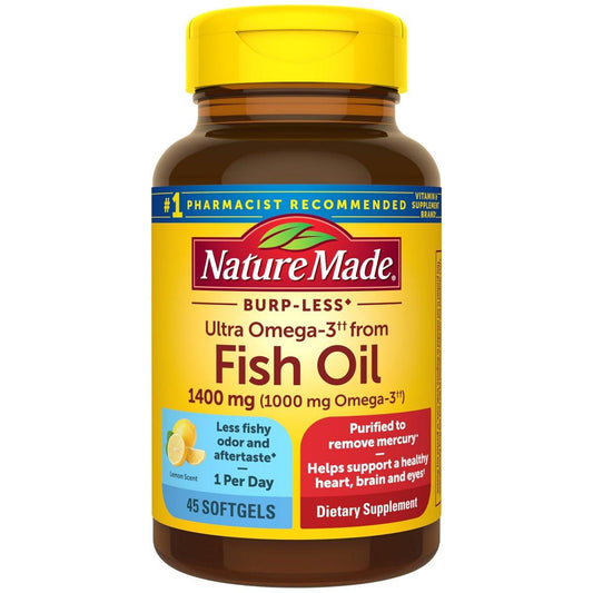 Nature Made Extra Strength Omega 3 Fischöl Kapseln 1400 mg, 45 Weichkapseln – Nahrungsergänzung für Herz, Gehirn, Augen und Stimmung