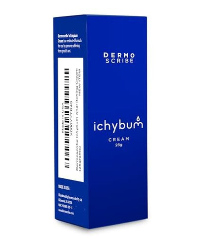 Dermoscribe Ichybum Anal Juckreiz Creme - Hämorrhoiden Juckreiz Creme bei chronischem Juckreiz, Hämorrhoiden & Fußpilz, mit Hydrocortison & Clioquinol, 28g