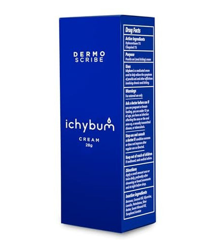 Dermoscribe Ichybum Anal Juckreiz Creme - Hämorrhoiden Juckreiz Creme bei chronischem Juckreiz, Hämorrhoiden & Fußpilz, mit Hydrocortison & Clioquinol, 28g