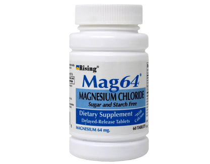 Rising Mag64 Magnesiumchlorid Nahrungsergänzungsmittel mit verzögerter Freisetzung 64 mg, 60 Tabletten (2er-Pack)