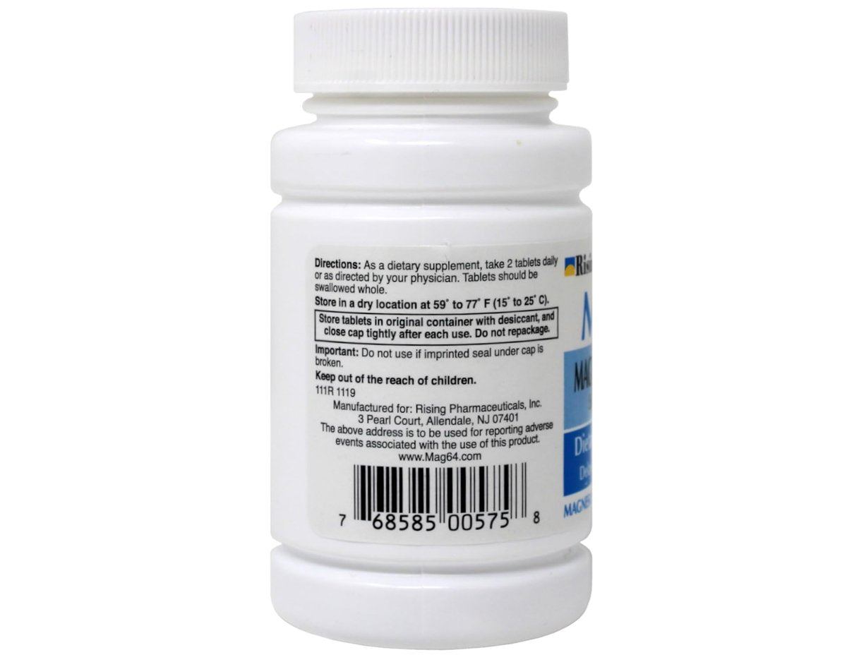 Rising Mag64 Magnesiumchlorid Nahrungsergänzungsmittel mit verzögerter Freisetzung 64 mg, 60 Tabletten (2er-Pack)