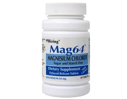Rising Mag64 Magnesiumchlorid Nahrungsergänzungsmittel mit verzögerter Freisetzung 64 mg, 60 Tabletten (2er-Pack)