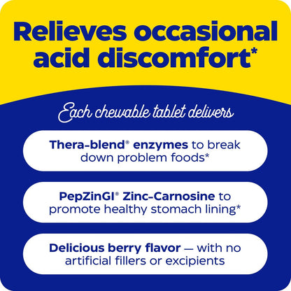 Enzymedica Acid Soothe Kautabletten – Linderung von Sodbrennen und Verdauungsstörungen, Stärkung der Magenschleimhaut, Vegan, Non-GMO, 60 Tabletten