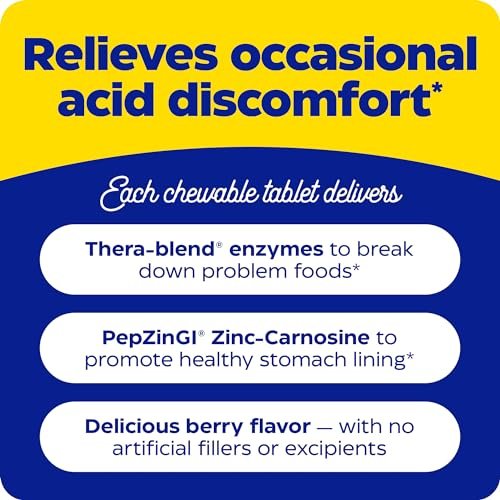 Enzymedica Acid Soothe Kautabletten – Linderung von Sodbrennen und Verdauungsstörungen, Stärkung der Magenschleimhaut, Vegan, Non-GMO, 60 Tabletten