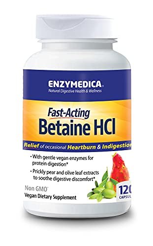 Enzymedica Betain HCl für Männer und Frauen - Betain-Hydrochlorid-Supplement mit Protease-Verdauungsenzymen, Verdauungsgesundheit, gelegentliches Sodbrennen & Verdauungsstörungen, vegan - 120 Kapseln