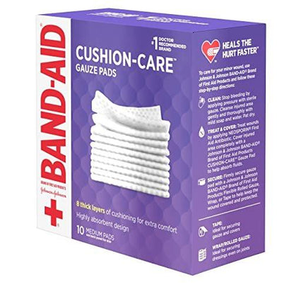 Band-Aid Marke Cushion Care Nicht haftende Wundauflagen, einzeln verpackt, Mittel, 7,5 x 7,5 cm, 10 Stück