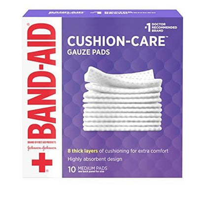 Band-Aid Marke Cushion Care Nicht haftende Wundauflagen, einzeln verpackt, Mittel, 7,5 x 7,5 cm, 10 Stück