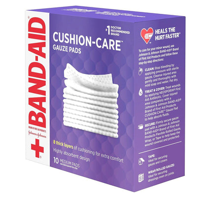 Band-Aid Marke Cushion Care Nicht haftende Wundauflagen, einzeln verpackt, Mittel, 7,5 x 7,5 cm, 10 Stück