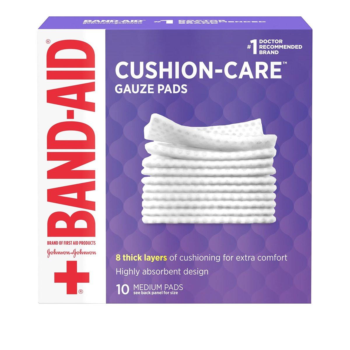 Band-Aid Marke Cushion Care Nicht haftende Wundauflagen, einzeln verpackt, Mittel, 7,5 x 7,5 cm, 10 Stück