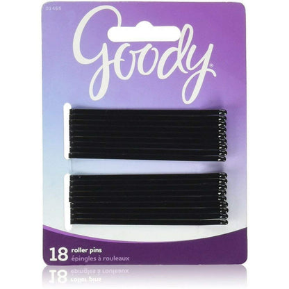 Goody Roller Pins Schwarz (3 Zoll, 18 Stück) – 2er-Pack Haarnadeln für Locken und Volumen