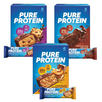 Pure Protein Riegel, Proteinriegel, High Protein, Nährstoffreicher Snack für Energie, Zuckerarm, Glutenfrei, Sortenpaket, 50g, 18er Pack