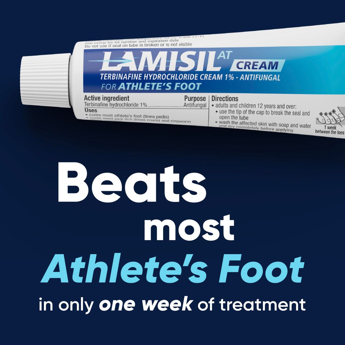 Lamisil Athlete's Foot Creme, 1-Wochen-Behandlung, verschreibungspflichtige Stärke Terbinafinhydrochlorid, schnelle Symptomlinderung, heilt die meisten Fußpilzerkrankungen, 30 g (1 oz) - 1 Packung