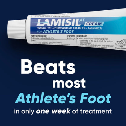 Lamisil Athlete's Foot Creme, 1-Wochen-Behandlung, verschreibungspflichtige Stärke Terbinafinhydrochlorid, schnelle Symptomlinderung, heilt die meisten Fußpilzerkrankungen, 30 g (1 oz) - 1 Packung
