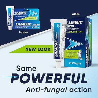 Lamisil Athlete's Foot Creme, 1-Wochen-Behandlung, verschreibungspflichtige Stärke Terbinafinhydrochlorid, schnelle Symptomlinderung, heilt die meisten Fußpilzerkrankungen, 30 g (1 oz) - 1 Packung
