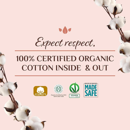 Organyc Wochenbett-Pads für die ersten Tage nach der Geburt, 100% zertifizierte Bio-Baumwolle innen und außen, 12 Stück, groß