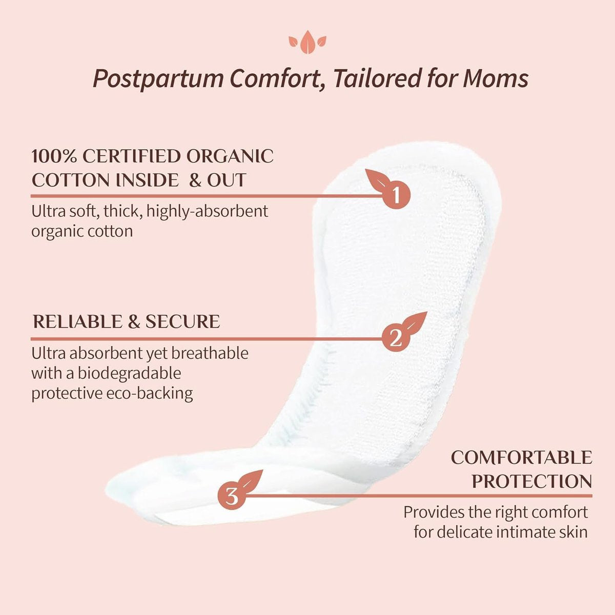 Organyc Wochenbett-Pads für die ersten Tage nach der Geburt, 100% zertifizierte Bio-Baumwolle innen und außen, 12 Stück, groß