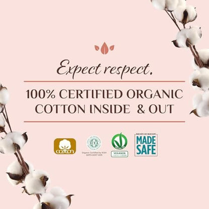 Organyc Wochenbett-Pads für die ersten Tage nach der Geburt, 100% zertifizierte Bio-Baumwolle innen und außen, 12 Stück, groß