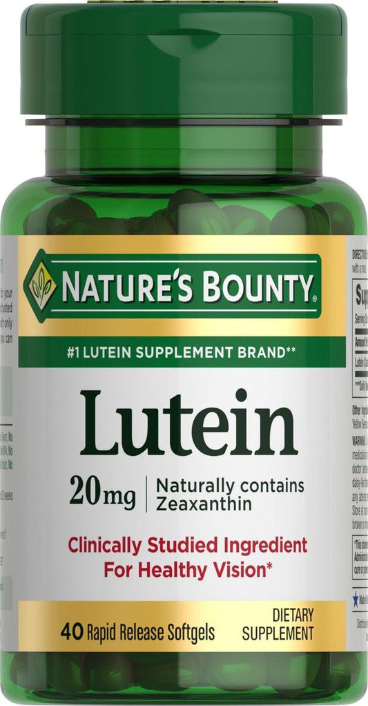 Nature's Bounty Lutein 20 mg Kapseln, 40 Stück – Nahrungsergänzungsmittel für die Augengesundheit