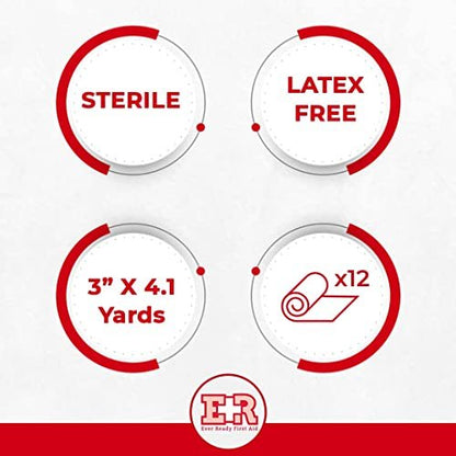Ever Ready First Aid Sterile Konform-Mullbinde - 12er-Pack, 7,5 cm Breite