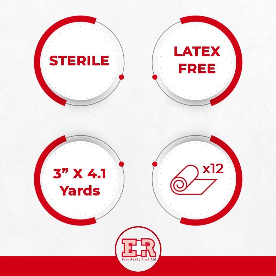 Ever Ready First Aid Sterile Konform-Mullbinde - 12er-Pack, 7,5 cm Breite