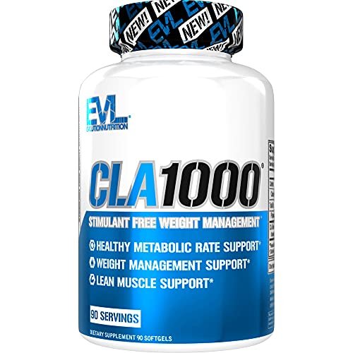 Evlution CLA 1000mg – 90 Kapseln – Stimulanzienfreier Safflower-basierter Fettverbrenner & Muskelaufbau für Männer und Frauen