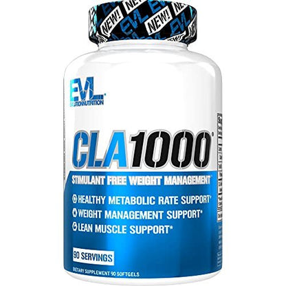 Evlution CLA 1000mg – 90 Kapseln – Stimulanzienfreier Safflower-basierter Fettverbrenner & Muskelaufbau für Männer und Frauen