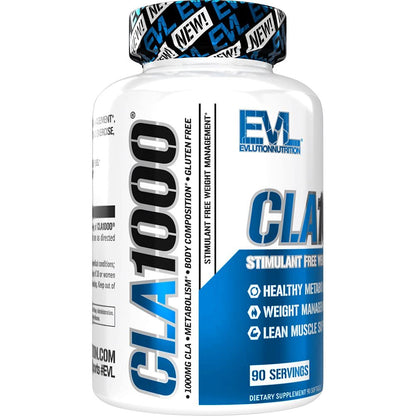 Evlution CLA 1000mg – 90 Kapseln – Stimulanzienfreier Safflower-basierter Fettverbrenner & Muskelaufbau für Männer und Frauen