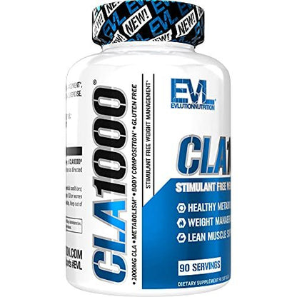 Evlution CLA 1000mg – 90 Kapseln – Stimulanzienfreier Safflower-basierter Fettverbrenner & Muskelaufbau für Männer und Frauen