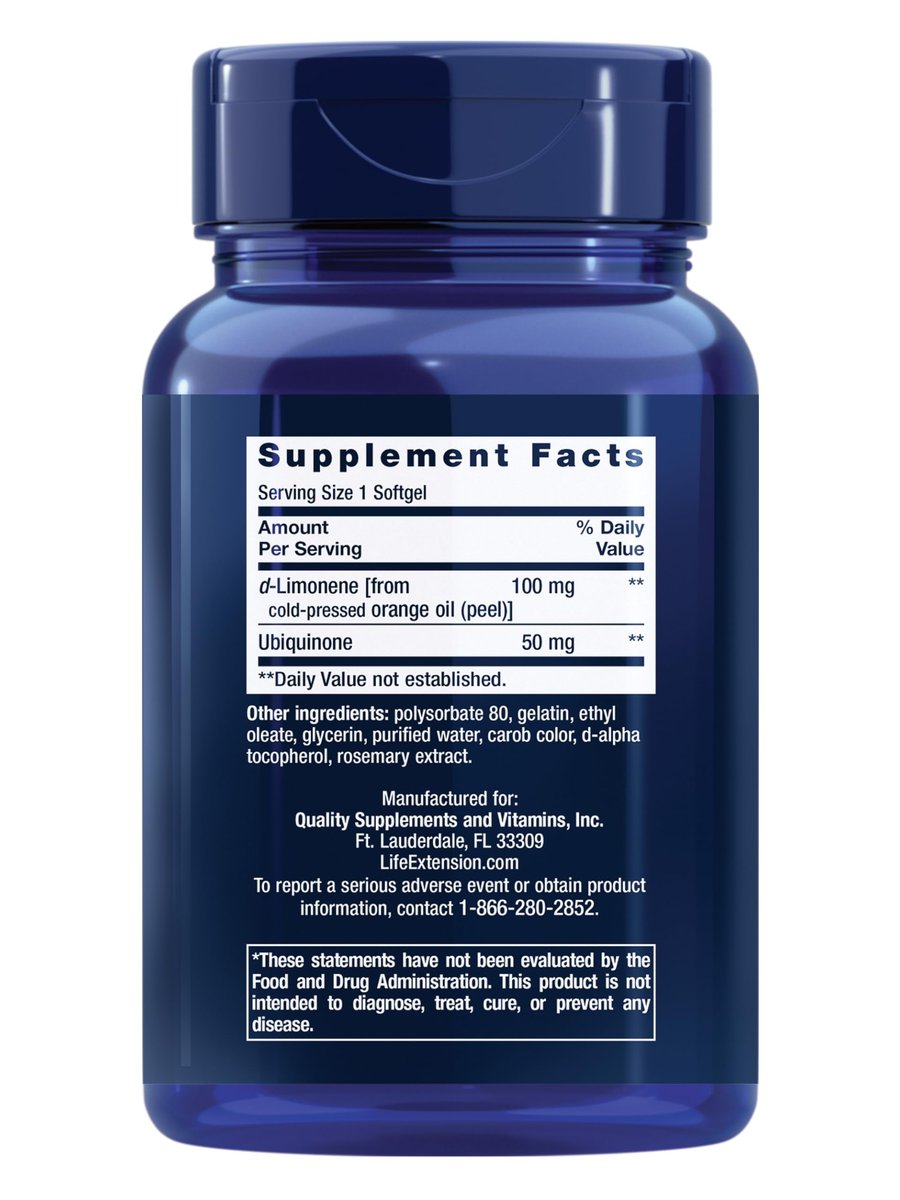 Life Extension Super-Absorbable CoQ10 (Ubichinon) mit d-Limonen – Herzgesundheit, Müdigkeit, oxidativer Stress – 50 mg, 60 Softgels