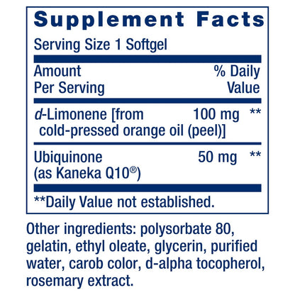 Life Extension Super-Absorbable CoQ10 (Ubichinon) mit d-Limonen – Herzgesundheit, Müdigkeit, oxidativer Stress – 50 mg, 60 Softgels