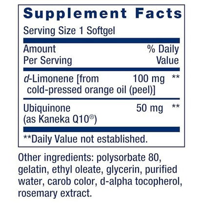 Life Extension Super-Absorbable CoQ10 (Ubichinon) mit d-Limonen – Herzgesundheit, Müdigkeit, oxidativer Stress – 50 mg, 60 Softgels