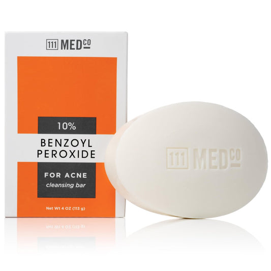 111MedCo 10% Benzoylperoxid Akne Behandlung Reinigungsbar, Maximale Stärke Medizinisches Gesichts- & Körperpflegeprodukt ohne Seife für hartnäckige Pickel auf Gesicht, Brust und Rücken, 113 g