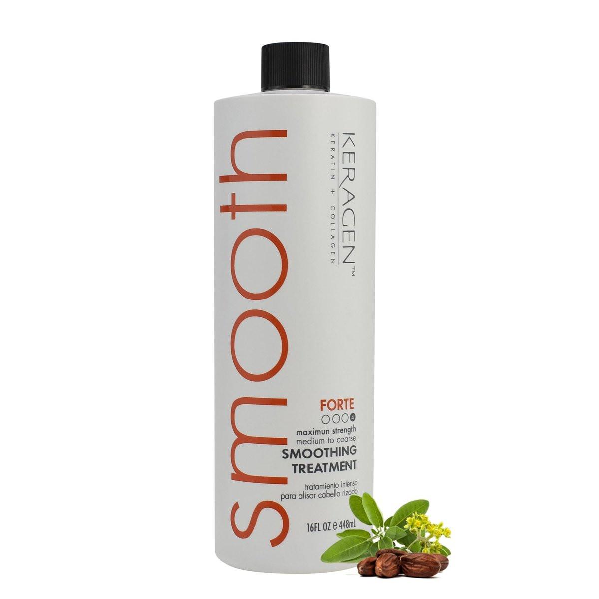 KERAGEN Brazilian Smoothing Keratin Haarbehandlung – Glättsystem für trockenes & geschädigtes Haar – Forte, sulfatfrei – Für mittleres bis grobes Haar (473 ml)