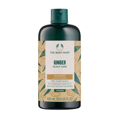 The Body Shop Ginger Scalp Care Shampoo für trockene, schuppige Kopfhaut | Mit Ingwerwurzel-Öl, lindert Trockenheit, vegan | 400 ml