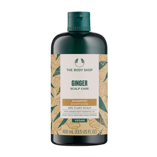 The Body Shop Ginger Scalp Care Shampoo für trockene, schuppige Kopfhaut | Mit Ingwerwurzel-Öl, lindert Trockenheit, vegan | 400 ml