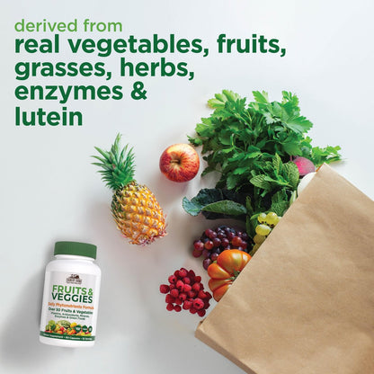 COUNTRY FARMS Super Fruits and Veggies Kapseln, Vollwertnahrungsergänzung, Starkes Antioxidans, Unterstützt Energie, Immunsystem, Fördert die Verdauungsgesundheit, 30 Superfoods, 30 Portionen