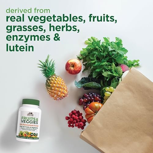 COUNTRY FARMS Super Fruits and Veggies Kapseln, Vollwertnahrungsergänzung, Starkes Antioxidans, Unterstützt Energie, Immunsystem, Fördert die Verdauungsgesundheit, 30 Superfoods, 30 Portionen