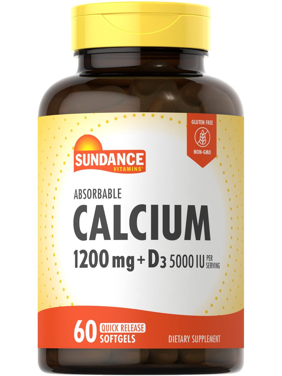 Sundance Calcium 1200 mg mit Vitamin D3 5000 IE | 60 absorbierbare Softgels | Nahrungsergänzungsmittel, Non-GMO & Glutenfrei