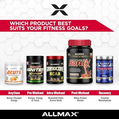 ALLMAX ACUTS Amino Energy Pulver – Zuckerfreies Aminosäuren-Getränk mit Koffein, Taurin & L-Carnitin, Ananas-Kokos-Geschmack, 30 Portionen