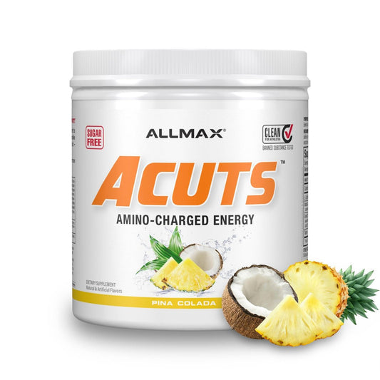 ALLMAX ACUTS Amino Energy Pulver – Zuckerfreies Aminosäuren-Getränk mit Koffein, Taurin & L-Carnitin, Ananas-Kokos-Geschmack, 30 Portionen