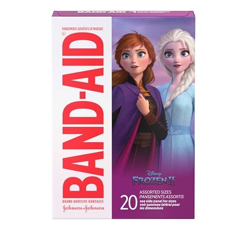 Band-Aid Marke Sterile Pflaster für Kinder mit Disney Frozen Motiven – 20 einzeln verpackte Wundpflaster in verschiedenen Größen für kleine Schnitte und Schrammen