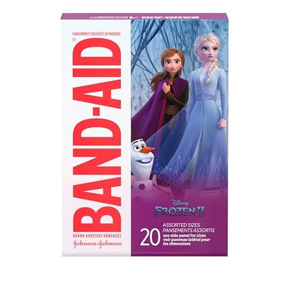 Band-Aid Marke Sterile Pflaster für Kinder mit Disney Frozen Motiven – 20 einzeln verpackte Wundpflaster in verschiedenen Größen für kleine Schnitte und Schrammen